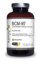 Kenay BCM-95 Curcumin extract bottle, 300 vegetarian capsules for health and wellness benefits.